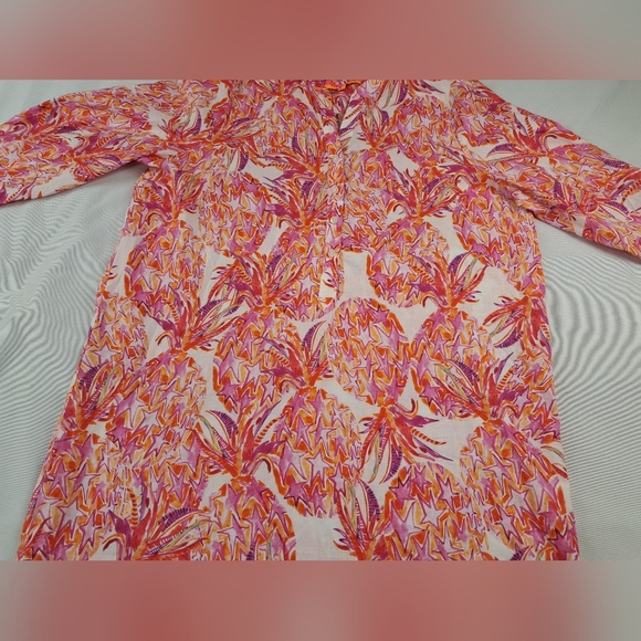 Vilagallo Women's Short Dress with Pineapple Print 100% Cotton Size 42(L) - Picture 12 of 16